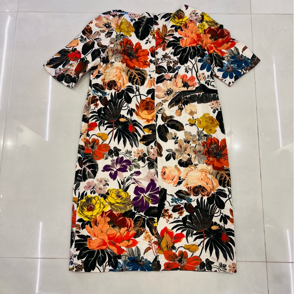 Dries Van Noten Cream & Multicolour Floral Shift Dress - Picture 8 of 9